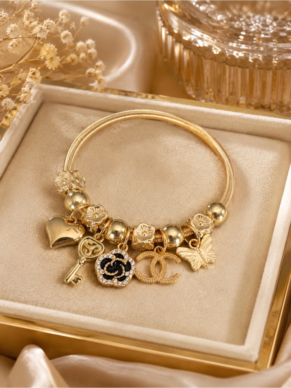 Gold CC Charm Bracelet